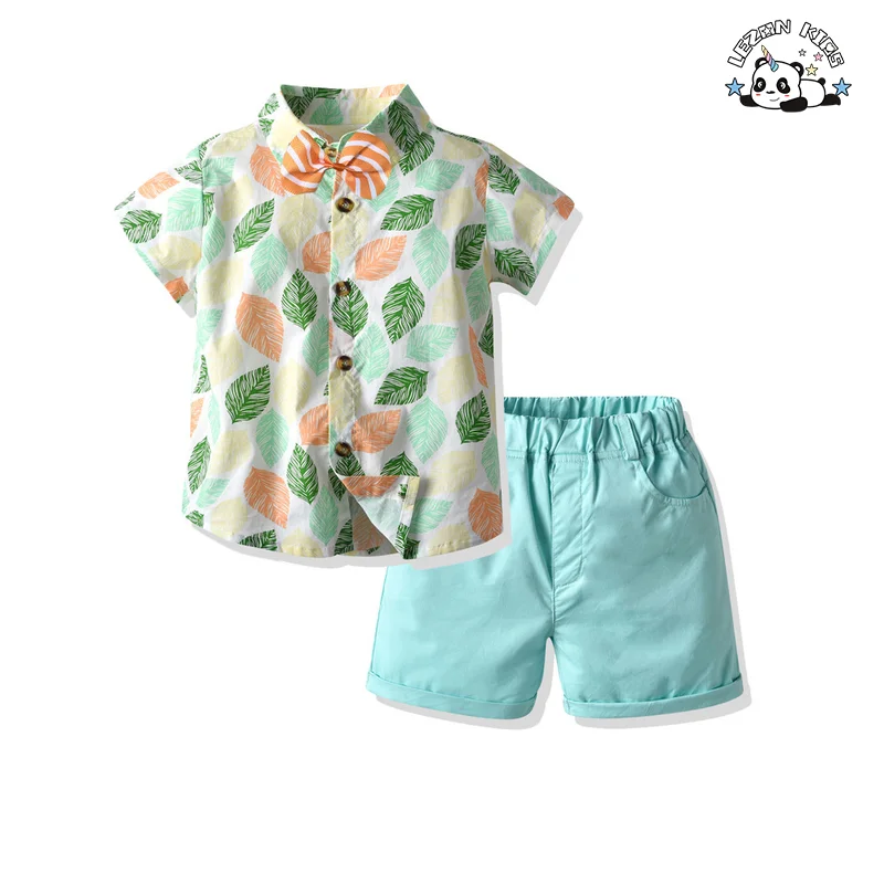 LEZONKIDS - Customizable Hot Selling Summer Boutique Clothing Set Short Sleeve Kids Casual Boys Clothing Sets